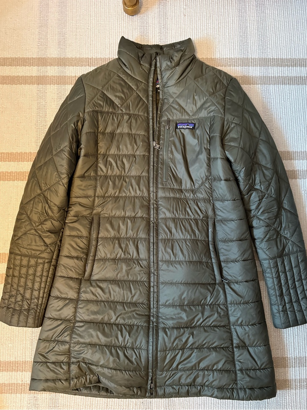 Patagonia Olive Green Quilted Women's Long Puffer Jacket